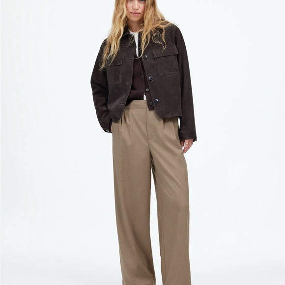 Madewell Harlow Wide-Leg Trouser in Brushed Twill in Dark Oat - Picture 2 of 3
